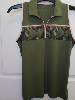 Slazenger Olive Green and Light Pink Golf Top